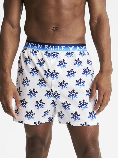

AMERICAN EAGLE OUTFITTERS Men White & Blue Printed Boxers 7306-100-7563176
