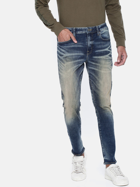 

AMERICAN EAGLE OUTFITTERS Men Blue Skinny Fit Mid-Rise Clean Look Stretchable Jeans