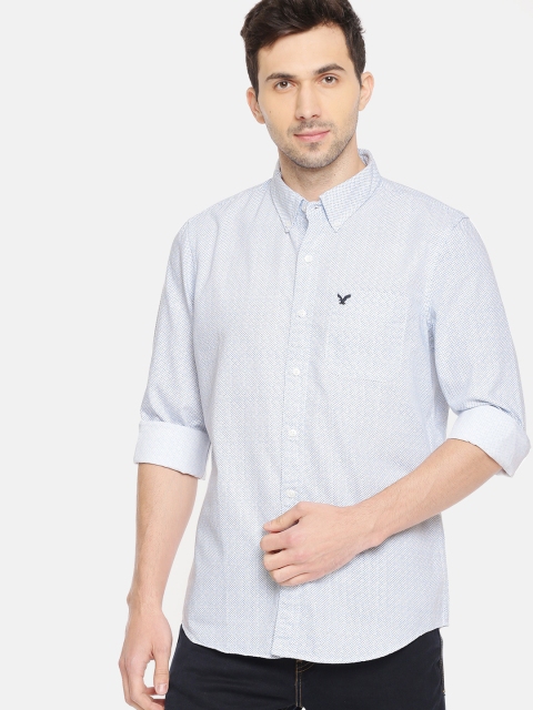 

AMERICAN EAGLE OUTFITTERS Men White Regular Fit Printed Casual Shirt