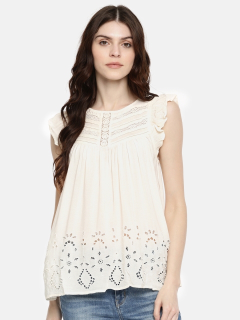 

AMERICAN EAGLE OUTFITTERS Women White Self Design Top