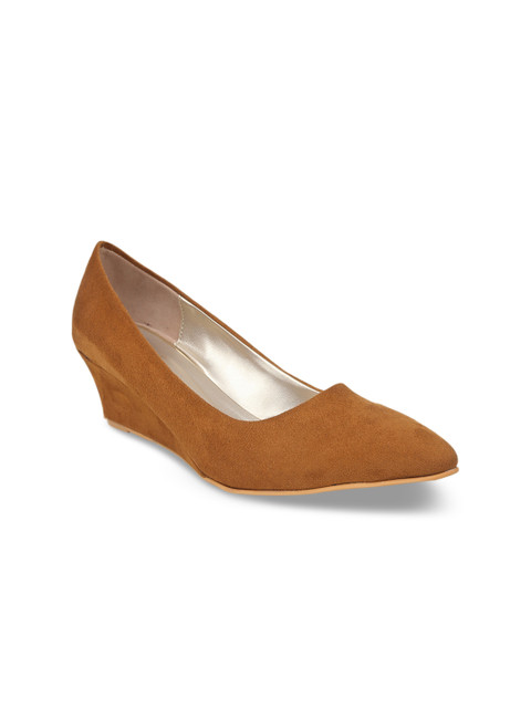 

VALIOSAA Women Tan Brown Solid Suede Pumps