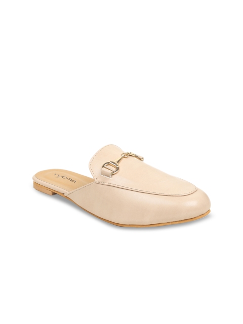 

VALIOSAA Women Peach-Coloured Solid Mules