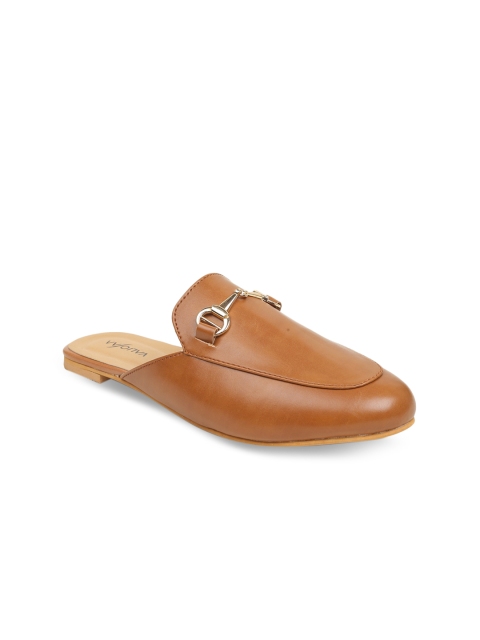 

VALIOSAA Women Tan Brown Solid Mules