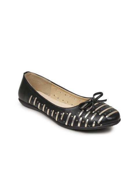 

VALIOSAA Women Black Textured Ballerinas