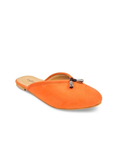 

VALIOSAA Women Orange Solid Mules