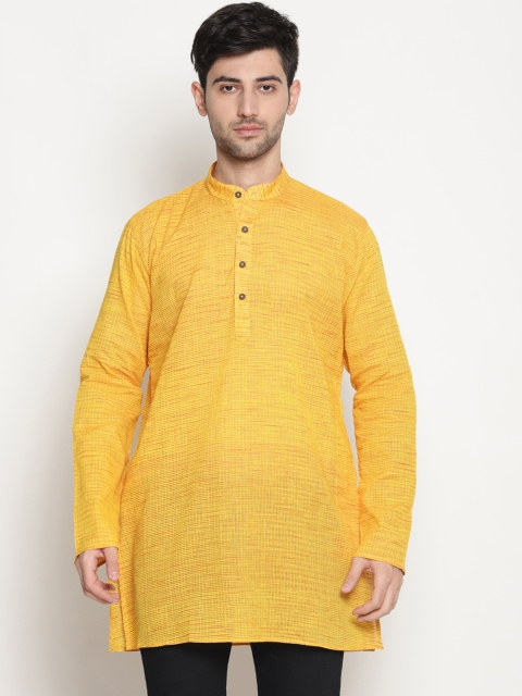 

TATTVA Men Yellow Woven Design Straight Kurta