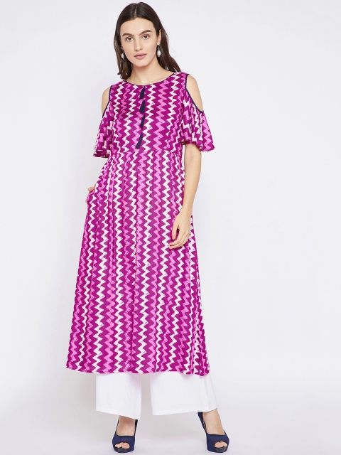 

RARE ROOTS Women Pink & Magenta Printed A-Line Kurta