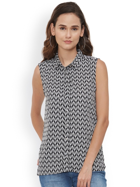 

The Beach Company Women White Printed Shirt Style Top