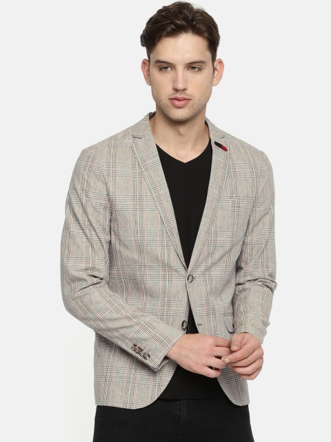 

Jack & Jones Beige Checked Single-Breasted Casual Blazer