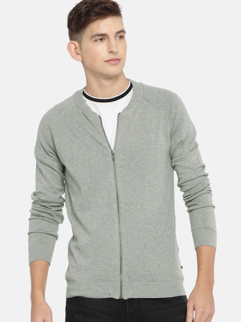 

Jack & Jones Men Grey Melange Solid Front-Open