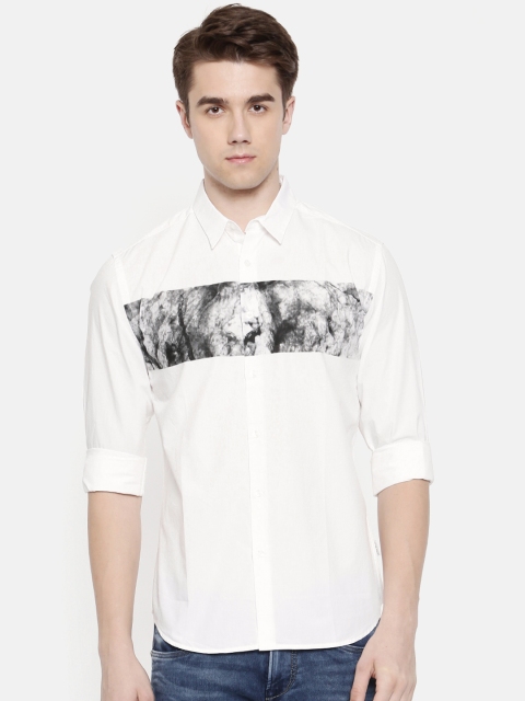 

Jack & Jones Men White Slim Fit Printed Casual Shirt