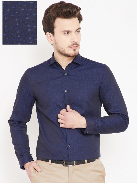 

Jack & Jones Men Navy Blue Slim Fit Self Design Formal Shirt