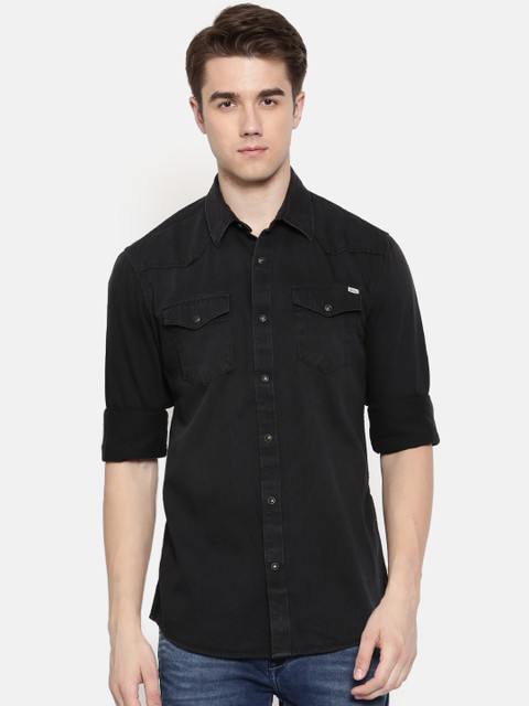 

Jack & Jones Men Black Slim Fit Solid Casual Shirt