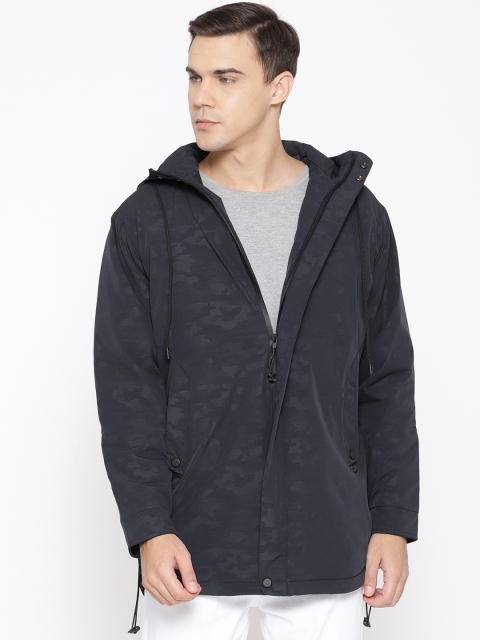 

Duke Men Navy Blue Printed Padded Jacket