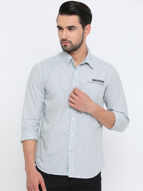 

Flyrs Club Men Grey Slim Fit Striped Casual Shirt