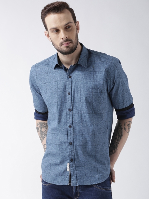 

TABARD Men Blue Slim Fit Checked Casual Shirt