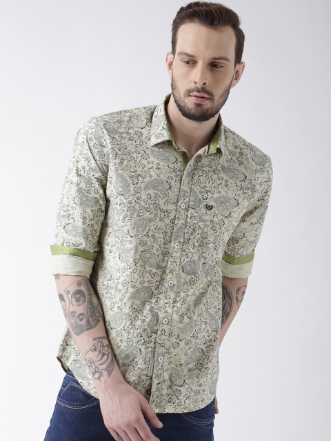 

TABARD Men Cream-Coloured Slim Fit Printed Casual Shirt