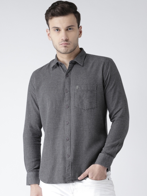 

TABARD Men Black & Grey Slim Fit Self Design Casual Shirt