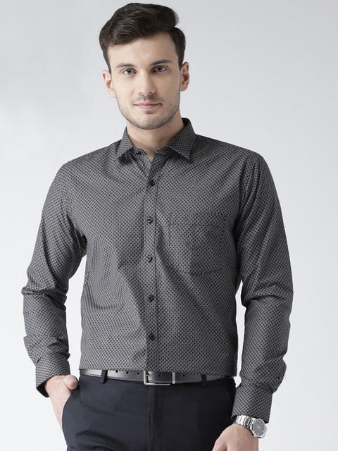 

TABARD Men Black Semi Slim Fit Printed Formal Shirt