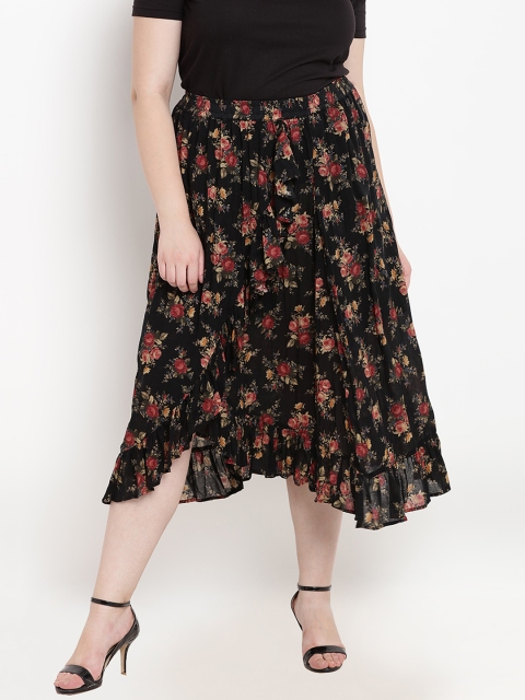 

The Pink Moon Plus Size Women Black Printed A-Line Skirt