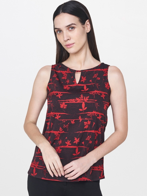

AND Women Black & Red Printed Top
