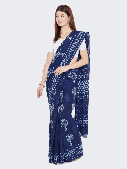 

Kalakari India Indigo Dabu Hand Block Print Handcrafted Cotton Saree, Blue