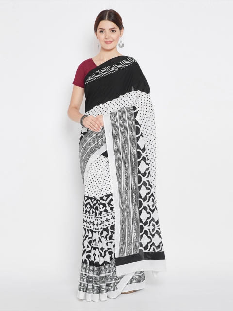 

Kalakari India White & Black Pure Cotton Printed Saree