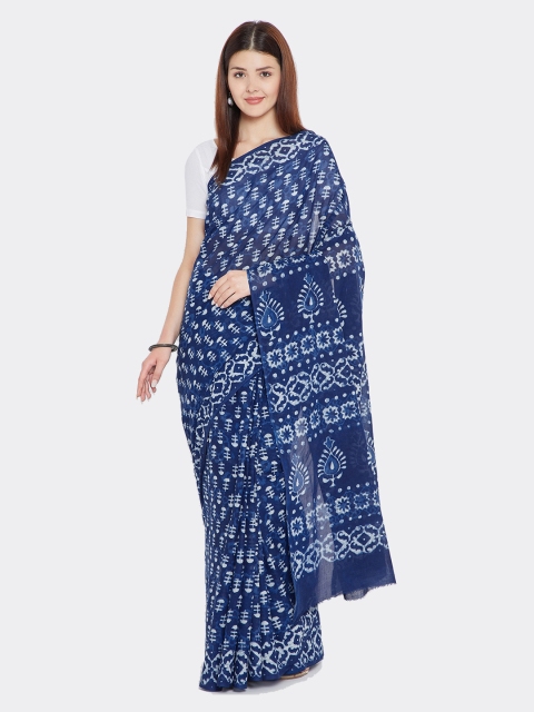 

Kalakari India Blue & White Pure Cotton Printed Sustainable Saree