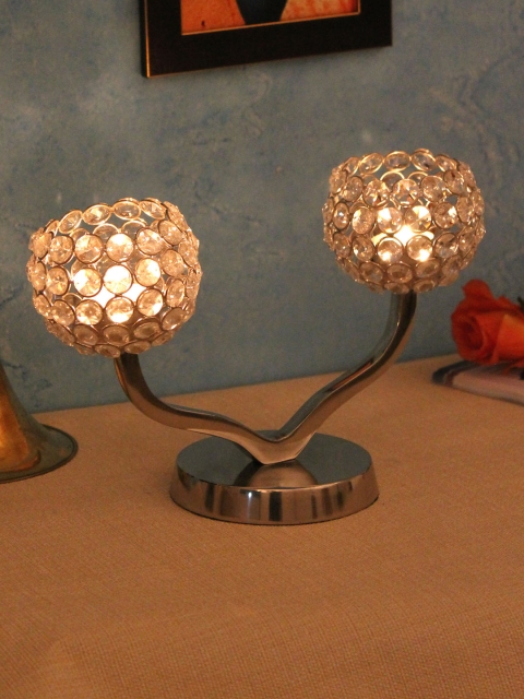 

Home Sparkle Silver-Toned Aluminum Tealight Candle Holder