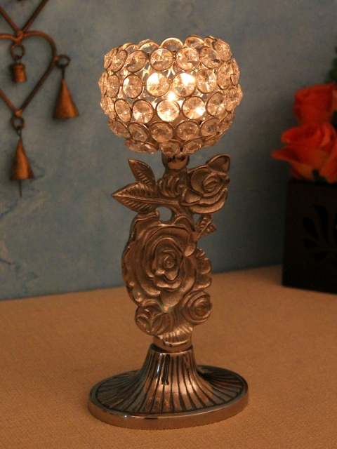 

Home Sparkle Silver-Toned Aluminum Tealight Candle Holder