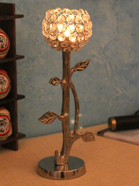 

Home Sparkle Silver-Toned Aluminum Tealight Candle Holder