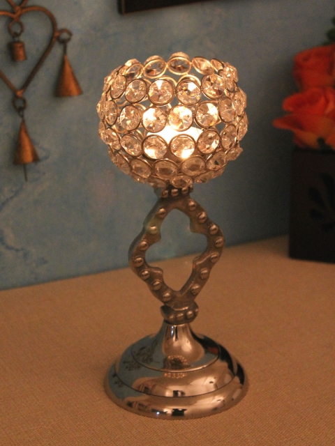 

Home Sparkle Silver-Toned Aluminum Tealight Candle Holder