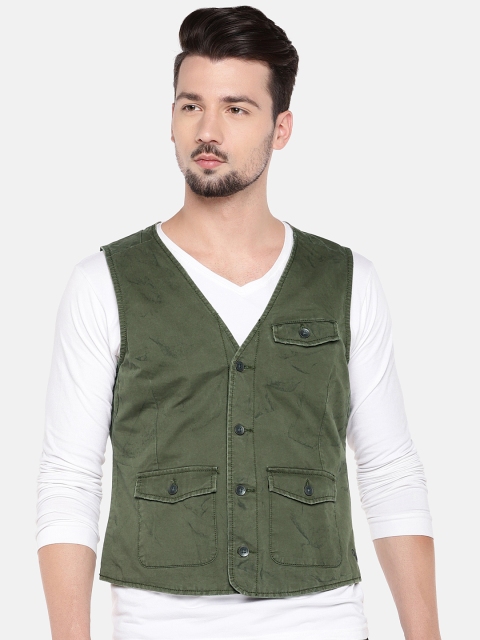 

Olive Solid Slim Fit Waistcoat