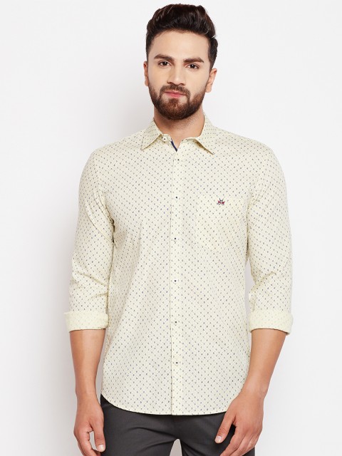 

Crimsoune Club Men Yellow & Blue Slim Fit Printed Casual Shirt