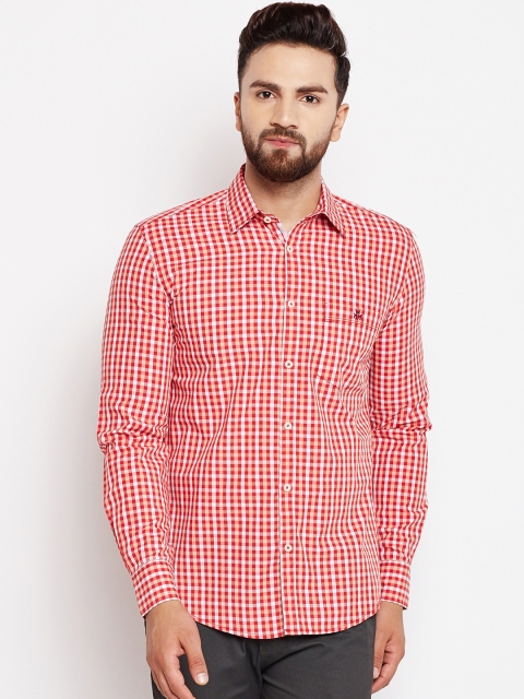 

Crimsoune Club Men Red & White Slim Fit Checked Casual Shirt