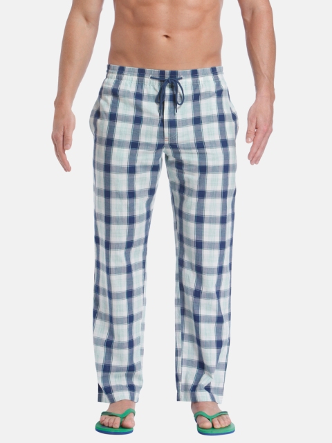 

Jack & Jones Men White & Blue Checked Regular Fit Lounge Pants