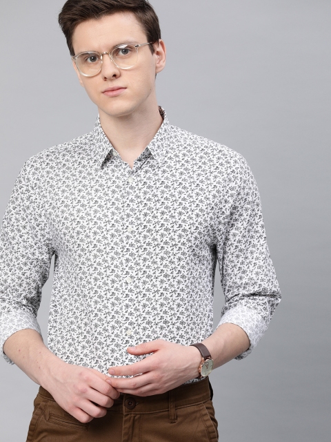 

Jack & Jones Men White & Black Slim Fit Floral Printed Casual Shirt