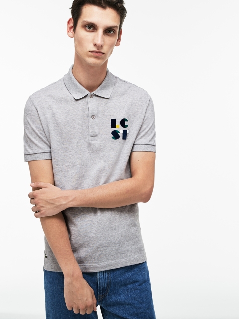 

Lacoste Men Grey Solid Polo Collar T-shirt