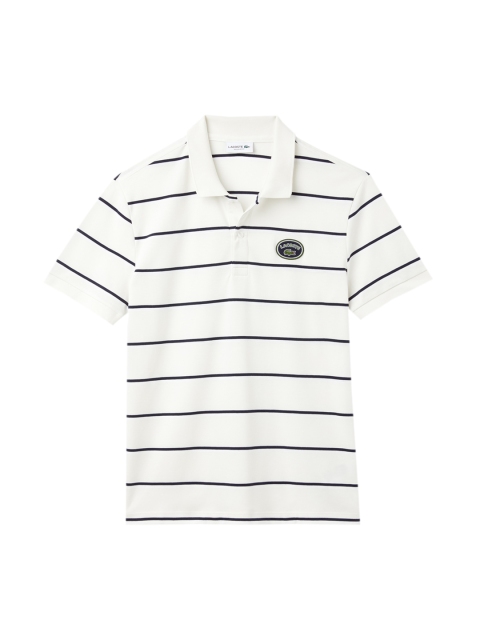 

Lacoste Men White Striped Polo Collar T-shirt