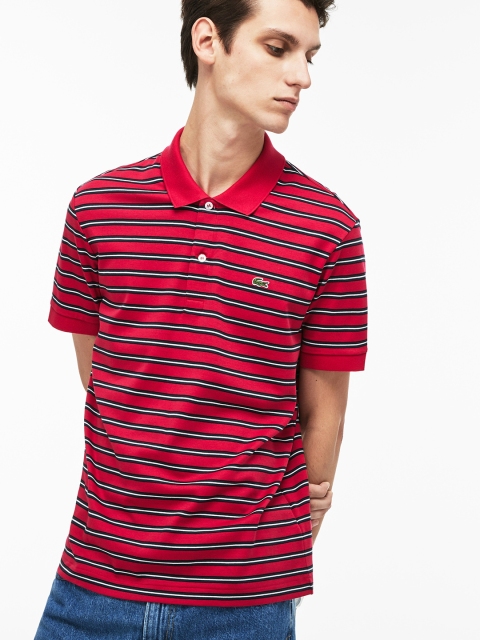 

Lacoste Men Red Striped Polo Collar T-shirt