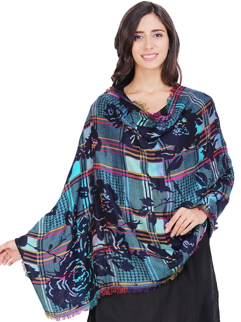 

Anekaant Women Blue Floral Woven Design Shawl