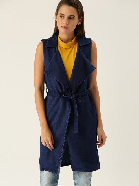 

United Colors of Benetton Women Navy Blue Solid Open Front Jacket