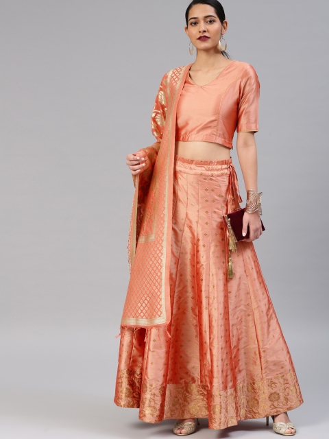 

Vishudh Peach-Coloured Ready to Wear Lehenga & Blouse with Dupatta