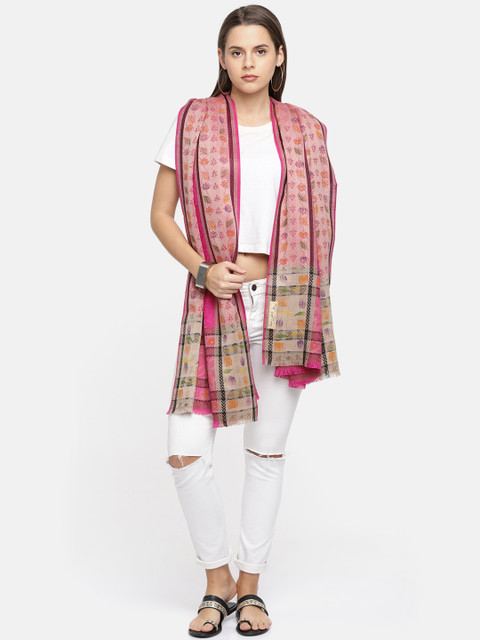 

Monte Carlo Women Pink Woven Design Shawl