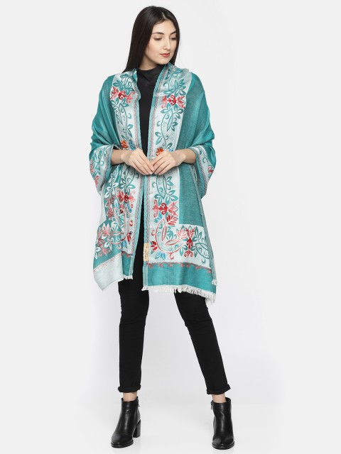 

Monte Carlo Women Blue Embroidered Stole