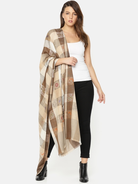 

Monte Carlo Women Brown & Beige Woven-Design Shawl