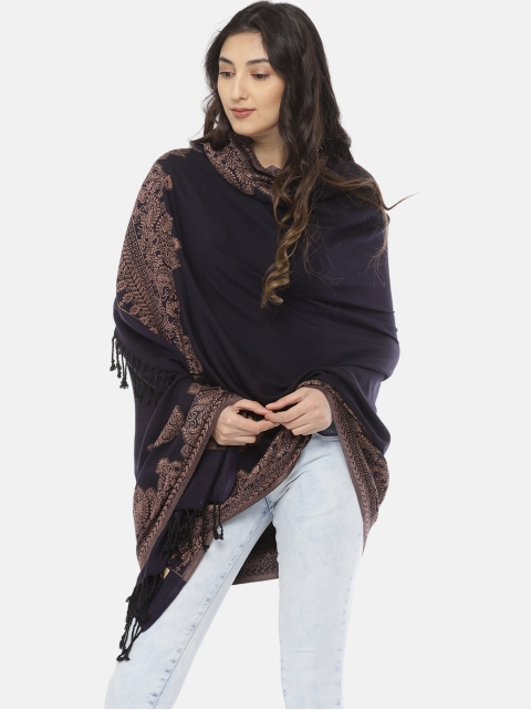 

Monte Carlo Women Navy Blue Self Design Shawl
