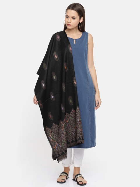 

Monte Carlo Women Black Woven Design Shawl