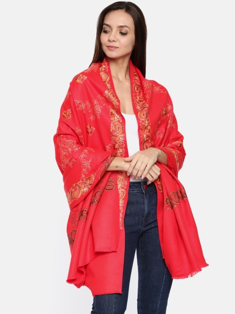 

Monte Carlo Women Red Woven-Design Shawl