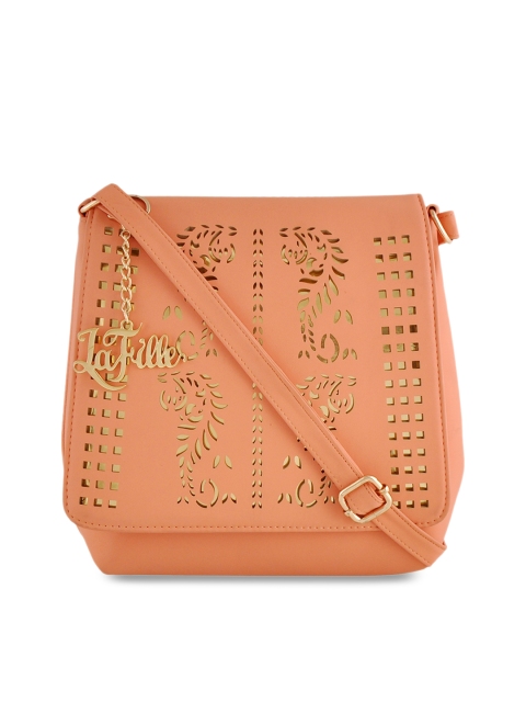 

LaFille Peach-Coloured Solid Sling Bag